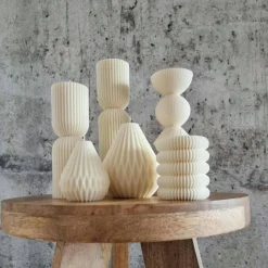 Clearance Sparset 6er Set handgegossene Kerzen - Sojawachs - Gerippte Säulen & Rillenkerzen, vegan, nachhaltig, minimalis Tischdekoration