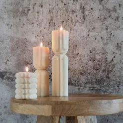 Clearance Sparset 6er Set handgegossene Kerzen - Sojawachs - Gerippte Säulen & Rillenkerzen, vegan, nachhaltig, minimalis Tischdekoration