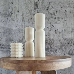 Tischdekoration|exyna Sparset 5er Set handgegossene Kerzen - Sojawachs - Gerippte Säulen & Rillenkerzen, vegan, nachhaltig, minimalistisch