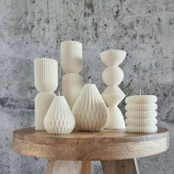 Tischdekoration|exyna Sparset 5er Set handgegossene Kerzen - Sojawachs - Gerippte Säulen & Rillenkerzen, vegan, nachhaltig, minimalistisch