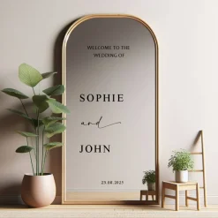 Accessoires|61sekunden Spiegel Hochzeit Aufkleber, Hochzeitsschild Deko, personalisierte Hochzeit Spiegel Aufkleber, Hochzeits-Empfangsschild,