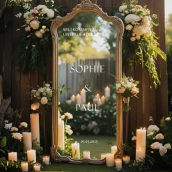 Accessoires|61sekunden Spiegel Hochzeit Aufkleber, Hochzeitsschild Deko, personalisierte Hochzeit Spiegel Aufkleber, Hochzeits-Empfangsschild,