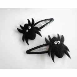 Schmuck|Punkrockdesign Spinnen Spinne Haarclips , Haarspangen,  Paar, schwarz mit Wackelaugen