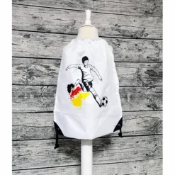 New Sportbeutel bedruckt mit Fußballer, Zugbeutel, Rucksack mit Text Kinder Turnbeutel