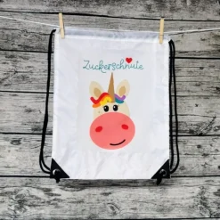 Discount Sportbeutel bedruckt mit einem Einhorn, Zugbeutel, Rucksack Kinder Turnbeutel