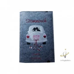 Accessoires|UnVergleichliches Stammbuch Stammbuchhülle Einband Umschlag für Stammbuch Namensbestickung Love Car