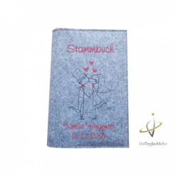 Accessoires|UnVergleichliches Stammbuch Stammbuchhülle Hochzeitskuss Einband Umschlag für Stammbuch Namensbestickung Familienbuch