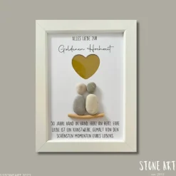 Outlet Steinbild "50 Jahre Hand in Hand" – Persönliches Geldgeschenk zur Goldenen Hochzeit mit Herzausschnitt Hochzeitsgeschenke