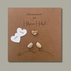 Outlet Steinbild Hölzerne Hochzeit – handgefertigtes Geschenk zum 5.–10. Hochzeitstag, personalisierbar & optionaler Karte Hochzeitsgeschenke