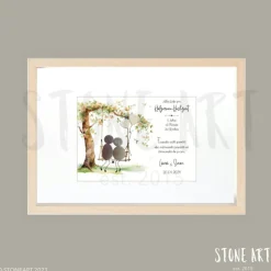 Outlet Steinbild Hölzerne Hochzeit – handgefertigtes Geschenk zum 5.–10. Hochzeitstag, personalisierbar & optionaler Karte Hochzeitsgeschenke