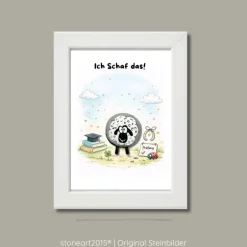 Clearance Steinbild Prüfung Schaf personalisiert – Ich Schaf das – Geschenk Abitur Führerschein Abschluss Mutmacher