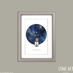 Clearance Steinbild Trauer personalisiert – Sternenkind Weltkugel Nachthimmel – Trauergeschenk Erinnerungsbild Mutmacher