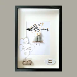 Steinbild zur Goldenen Hochzeit – handgemachtes Geschenk zum 50. Hochzeitstag, optional mit Karte Hochzeitsgeschenke