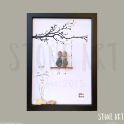 Steinbild zur Goldenen Hochzeit – handgemachtes Geschenk zum 50. Hochzeitstag, optional mit Karte Hochzeitsgeschenke