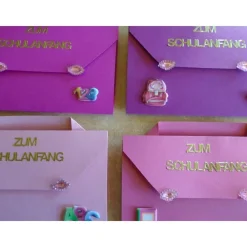 Sale 4St.Einladungskarten zur Einschulung Schulanfang Einladung Mädchen Schulstart Schule Einladungen Ranzen Kinder Einschulung