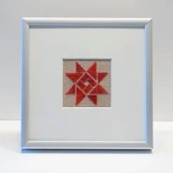 Best Stern * Kreuzstich * Rot * Deko * gestickt * Rahmen * Geschenk * Kleinigkeit Weihnachtsdeko
