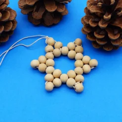 Stern aus Holzperlen, natur, Weihnachtsstern, Advent, Dekoration, Geschenkanhänger, Baumschmuck Baumschmuck
