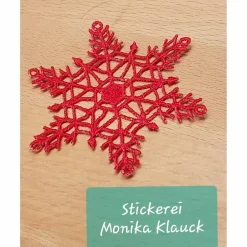 Online Stern, rot, gestickt in Lace-Stickerei Weihnachtsdeko