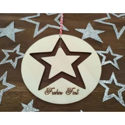 Baumschmuck|Hübsches Aus Holz Stern-Anhänger/Holzmobile 