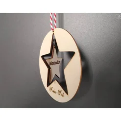 Baumschmuck Personalisierbar|Hübsches Aus Holz Stern-Anhänger/Holzmobile 