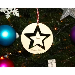 Baumschmuck Personalisierbar|Hübsches Aus Holz Stern-Anhänger/Holzmobile 