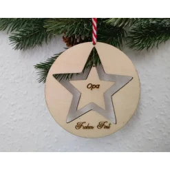 Baumschmuck Personalisierbar|Hübsches Aus Holz Stern-Anhänger/Holzmobile 