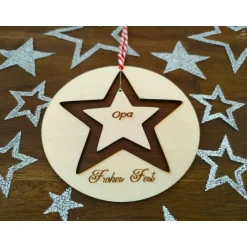 Baumschmuck Personalisierbar|Hübsches Aus Holz Stern-Anhänger/Holzmobile 
