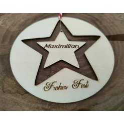 Baumschmuck Personalisierbar|Hübsches Aus Holz Stern-Anhänger/Holzmobile 