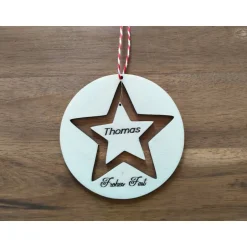 Baumschmuck Personalisierbar|Hübsches Aus Holz Stern-Anhänger/Holzmobile 