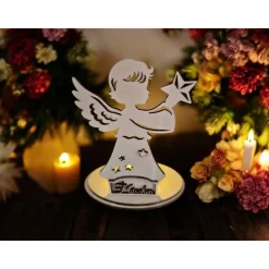 Best Sternenkind Engel Teelicht aus Holz - Personalisiertes Andenken mit Namen - Jungen/Mädchen - Trauerlicht Andenken Mutmacher
