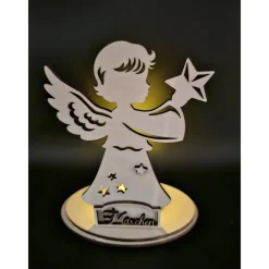 Best Sternenkind Engel Teelicht aus Holz - Personalisiertes Andenken mit Namen - Jungen/Mädchen - Trauerlicht Andenken Mutmacher