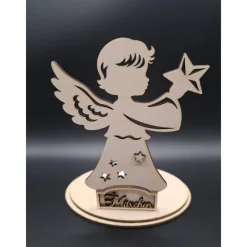 Best Sternenkind Engel Teelicht aus Holz - Personalisiertes Andenken mit Namen - Jungen/Mädchen - Trauerlicht Andenken Mutmacher