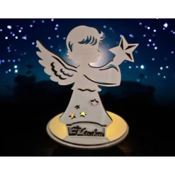 Best Sternenkind Engel Teelicht aus Holz - Personalisiertes Andenken mit Namen - Jungen/Mädchen - Trauerlicht Andenken Mutmacher