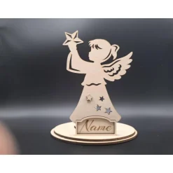 Best Sternenkind Engel Teelicht aus Holz - Personalisiertes Andenken mit Namen - Jungen/Mädchen - Trauerlicht Andenken Mutmacher