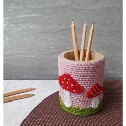 Best Stiftebecher für Kinder mit Reh und Fliegenpilz – Handgemachter Holzbecher Utensilo Geschenke
