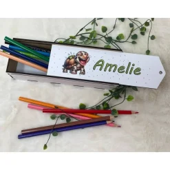 Outlet Stiftebox aus Holz personalisiert | Geschenk Einschulung| Federmäppchen Stifte Etui | Stifthalter Schildkröte Kinder Federmäppchen