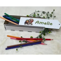 Outlet Stiftebox aus Holz personalisiert | Geschenk Einschulung| Federmäppchen Stifte Etui | Stifthalter Schildkröte Kinder Federmäppchen