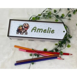 Outlet Stiftebox aus Holz personalisiert | Geschenk Einschulung| Federmäppchen Stifte Etui | Stifthalter Schildkröte Kinder Federmäppchen