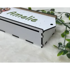 Outlet Stiftebox aus Holz personalisiert | Geschenk Einschulung| Federmäppchen Stifte Etui | Stifthalter Schildkröte Kinder Federmäppchen