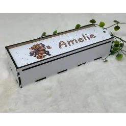 Best Stiftebox aus Holz personalisiert | Geschenk Einschulung| Federmäppchen Stifte Etui | Stifthalter Pferd Kinder Federmäppchen