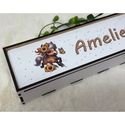 Best Stiftebox aus Holz personalisiert | Geschenk Einschulung| Federmäppchen Stifte Etui | Stifthalter Pferd Kinder Federmäppchen