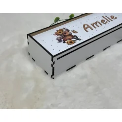 Best Stiftebox aus Holz personalisiert | Geschenk Einschulung| Federmäppchen Stifte Etui | Stifthalter Pferd Kinder Federmäppchen