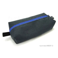Outlet Stiftemäppchen anthrazit royalblau, Federmäppchen Universaltasche Schlamper, Kastentasche Kosmetik, by BuntMixxDESIGN Federmäppchen