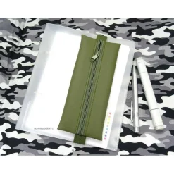 New Stiftemäppchen mit Gummiband, grün khakigrün Dschungel, A5 Notizbuch Kalender A4 Ordner, handmade by BuntMixxDESIGN Federmäppchen