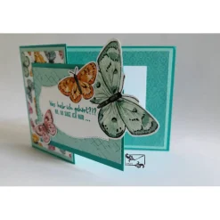 Outlet Stilvoll geformte Glückwunschkarte zum Geburtstag Stampin up! Mit Schmetterlingen handgefertigtes Unikat Glückwunschkarten