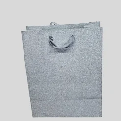 Online Stilvolle silberne Glitter-Geschenktasche mit 3D-Motiv Geschenkverpackungen