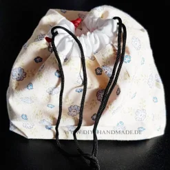 Geschenkverpackungen|bags unlimited Stoffbeutel mit Zugbändern – Pompadourbeutel aus Vintage Baumwolle, 21 x 22 cm, Handgemacht, Unikat