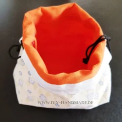 Geschenkverpackungen|bags unlimited Stoffbeutel mit Zugbändern – Pompadourbeutel aus Vintage Baumwolle, 21 x 22 cm, Handgemacht, Unikat