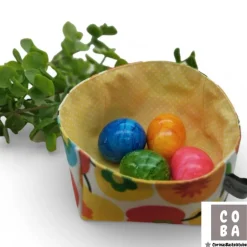 Stoffkörbchen Apfel Retro Design – Osternest aus Baumwolle, verstärkt, Deko & Aufbewahrung Osterkörbchen