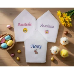 Servietten|Stickstube Eckental Stoffservietten Geburtstag Taufe mit Namen und Tiermotiv